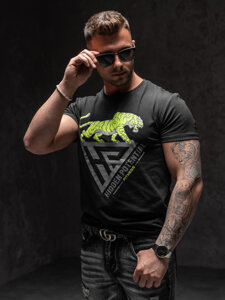 Camiseta estampada para hombre color negro Denley Y70013