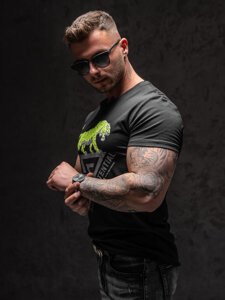 Camiseta estampada para hombre color negro Denley Y70013