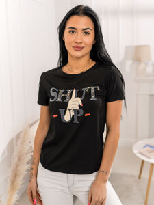 Camiseta estampada para mujer Negro Bolf 95T2501