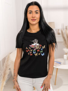 Camiseta estampada para mujer Negro Bolf 95T2525