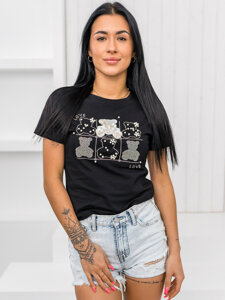 Camiseta estampada para mujer Negro Bolf 96T615