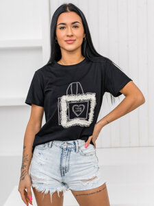 Camiseta estampada para mujer Negro Bolf 97T2102