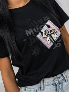 Camiseta estampada para mujer Negro Bolf 97T2110