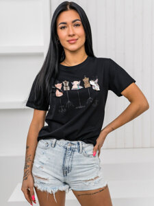 Camiseta estampada para mujer Negro Bolf 97T2111