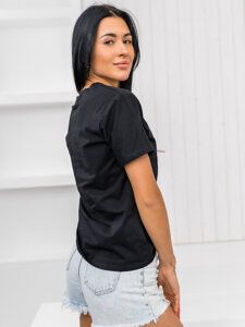 Camiseta estampada para mujer Negro Bolf 97T2113