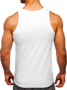 Camiseta estampada sin mangas tipo bóxer color blanco Bolf 14829