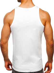 Camiseta estampada sin mangas tipo bóxer color blanco Bolf 14838