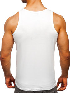 Camiseta estampada sin mangas tipo bóxer color blanco Bolf 14840