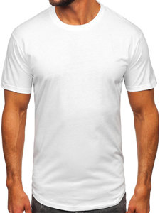 Camiseta larga de manga corta sin estampado para hombre blanco Bolf 14290