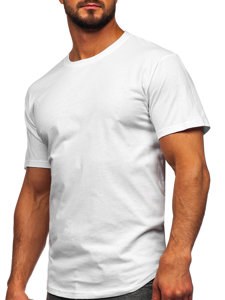 Camiseta larga de manga corta sin estampado para hombre blanco Bolf 14290