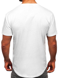 Camiseta larga de manga corta sin estampado para hombre blanco Bolf 14290