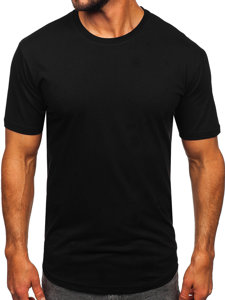 Camiseta larga de manga corta sin estampado para hombre negro Bolf 14290