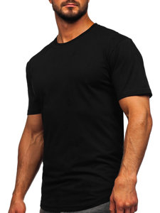 Camiseta larga de manga corta sin estampado para hombre negro Bolf 14290