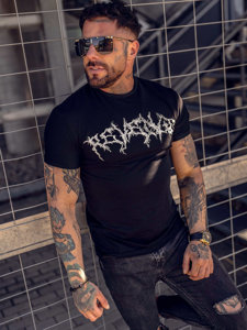 Camiseta negra con estampado para hombre Bolf MT3027A