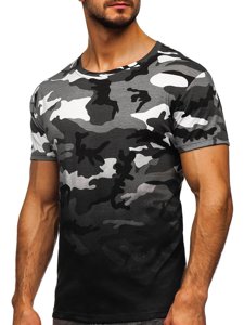 Camiseta para hombre gris con estampado de camuflaje Bolf S808