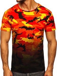 Camiseta para hombre naranja con estampado de camuflaje Bolf S808