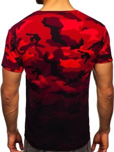 Camiseta para hombre rojo con estampado de camuflaje Bolf S808