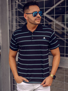 Camiseta polo a rayas para hombre negro Bolf 14954A