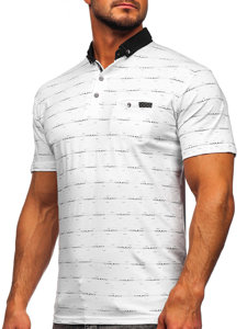 Camiseta polo con impresión con bolsillo para hombre blanco Bolf 192472