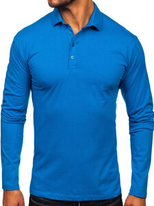 Camiseta polo de algodón de manga larga para hombre azul Bolf 5119