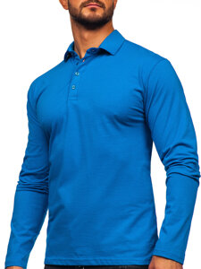 Camiseta polo de algodón de manga larga para hombre azul Bolf 5119