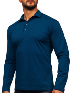 Camiseta polo de algodón de manga larga para hombre azul oscuro Bolf 5119