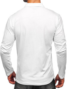 Camiseta polo de algodón de manga larga para hombre blanco Bolf 5120