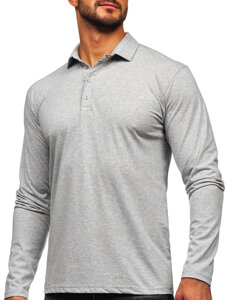 Camiseta polo de algodón de manga larga para hombre gris Bolf 5119