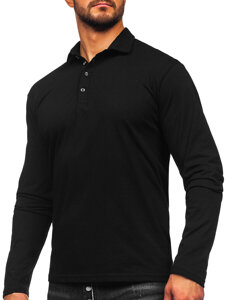 Camiseta polo de algodón de manga larga para hombre negro Bolf 5119