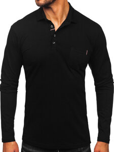 Camiseta polo de algodón de manga larga para hombre negro Bolf 5120