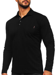 Camiseta polo de algodón de manga larga para hombre negro Bolf 5120