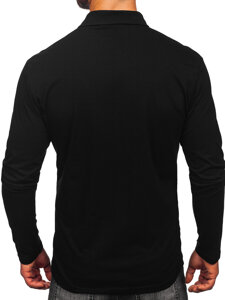 Camiseta polo de algodón de manga larga para hombre negro Bolf 5120