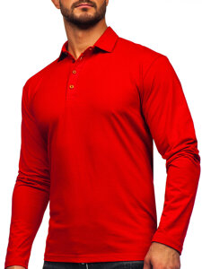 Camiseta polo de algodón de manga larga para hombre rojo Bolf 5119