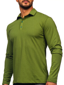 Camiseta polo de algodón de manga larga para hombre verde Bolf 5119