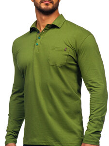 Camiseta polo de algodón de manga larga para hombre verde Bolf 5120