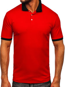 Camiseta polo de manga corta para hombre rojo y negro Bolf 0003