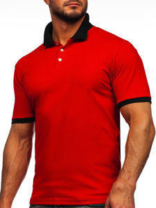 Camiseta polo de manga corta para hombre rojo y negro Bolf 0003