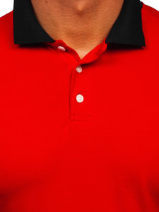 Camiseta polo de manga corta para hombre rojo y negro Bolf 0003