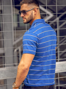 Camiseta polo de rayas para hombre azul Bolf 14954A