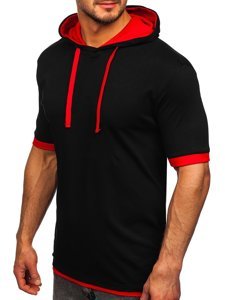 Camiseta sin estampado para hombre color negro y rojo Bolf 08