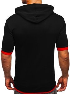 Camiseta sin estampado para hombre color negro y rojo Bolf 08