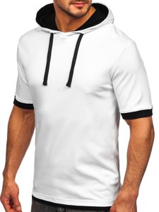 Camiseta sin estampado para hombre con capucha color blanco Bolf 08