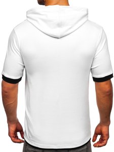 Camiseta sin estampado para hombre con capucha color blanco Bolf 08