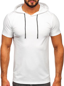 Camiseta sin impresión con capucha para hombre blanco Bolf 8T957