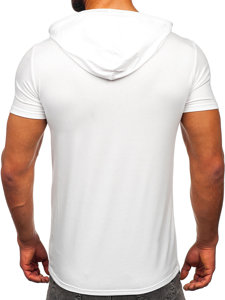 Camiseta sin impresión con capucha para hombre blanco Bolf 8T957