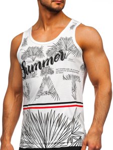 Camiseta sin mangas con estampado para hombre color blanco Denley HY812