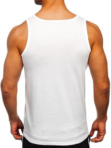 Camiseta sin mangas con estampado para hombre color blanco Denley HY812