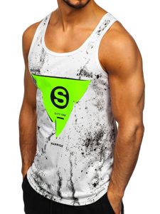 Camiseta tank top con impresión para hombre blanco Bolf SS11057