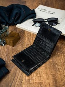 Cartera de curo negro para hombre 4587