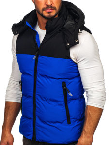 Chaleco acolchado con capucha para hombre azul  Bolf 1189